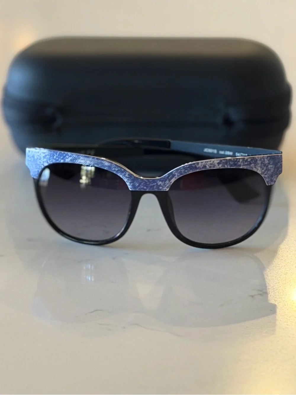 Just Cavalli Women's JC501S Sunglasses Black Denim Square Cat Eye Shades